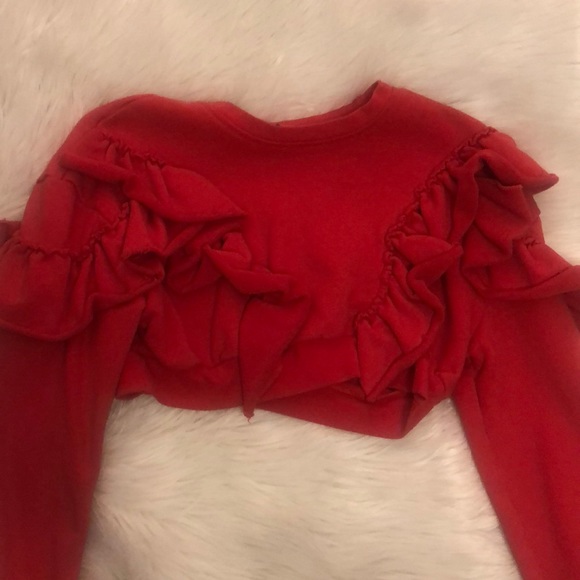 Red Crop Long Sleeve Shirt ❤️💋 - Picture 1 of 1